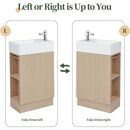 18.6' Bathroom Vanity with Sink, Bathroom Vanity Cabinet with Two-tier Shelf, Left or Right Orientation, Natural (Old Sku:WF308491AAN)