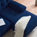 Modern Velvet L Shaped Sectional Sofa for Living Room and Bedroom, Blue, 82.6 Inch