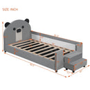Upholstered Daybed With Bear Shaped Headboard, Hydraulic System And Breathable Fence
