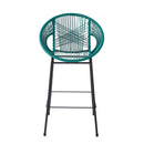 Ferrara Outdoor Patio Teal Faux Wicker Barstool Set, Durable PE Material, Ergonomic Design, Teal Wicker with Black Frame