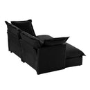 Slipcovered Sofa 2 Seater Sofa    With 2 Ottomans, 2 Seater Sleeper Sofa Bed Home Theater Oversized Sofa For Living Room, Chenille, Black