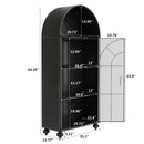 Modern Arched Storage Cabinet with Glass Doors, Open Display Shelves – Farmhouse Style Kitchen Pantry, Dining Room Accent Cabinet, Freestanding Bookcase for Living Room & Office