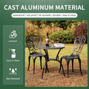 3 Piece Cast Aluminum Outdoor Patio Bistro Set With Umbrella Hole In Brown All Weather Durable