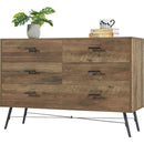 6-Drawer Chest, 6 Drawer Dresser TV Stand for TV, Dressers Bedroom Furniture Large Storage Tower Unit, Dresser for Bedroom, Closet, Hallway, 47.2"W x 15.7"D x 31.5"H, Rustic Walnut