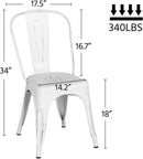 Stackable Distressed White Metal Dining Chairs For Indoor Outdoor Set Of 4