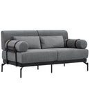 Modern Loveseat Sofa 59' Sofa Couch 2-Seater with USB Ports, Unique Cylindrical Armrests, Grey Chenille