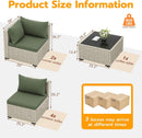 Patio 7 Piece PE Wicker Sectional Sofa Set Table Green