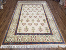 Tufenkian Rug 5.9 x 8.6, Tibetan Nepalese Rug, Hand Knotted, Soft Shiny Wool, Repeated Motifs, Contemporary Modern, Area Rug 6x9, Vintage