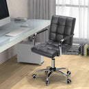 Grey Leather Office Chair With Armrests For Home Office
