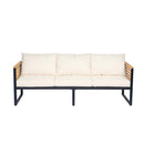 Outdoor 3-piece Acacia Wood and Metal Patio Sofa Set
