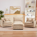 Modular L-Shaped Sectional Sofa Set with Movable Ottoman, Chenille, Coffee, 105 Inches
