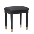 Modern Makeup Vanity Desk with Drawers, Cabinet & Charging Port, Black Engineered Wood, Space-saving Design for Small Places