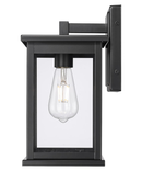 11"H Bowton II Outdoor Wall Light - Dusk to Dawn Matte Black Finish with Glass Shade by Millennium Lighting