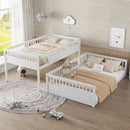 Full XL over Queen Bunk Bed with Ladder and Guardrails, White
