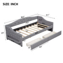 Elegant Upholstered Twin XL Daybed with LED Belt, 2 Drawers, Gray Linen Finish
