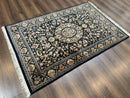 Sino Persian Rug 4x6, Very Fine 260 KPSI, Floral Medallion, Hand Knotted Wool Carpet