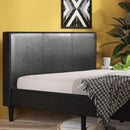 Queen Faux Leather Platform Bed Frame With Wood Slats