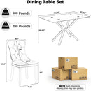 BlackGlassDiningSetForFourTuftedChairsWithNonSlipFeet