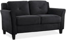 2 Piece Living Room Sofa And Loveseat Set In Black Microfiber Upholstery With 67.3 Inch Total Seat Width