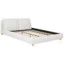 Queen Size Upholstered Platform Bed with Two Removable Pillow Headboard,Boucle Fabric,White