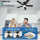 42 Inch Ceiling Fan With Light Remote DC Motor 3CCT Black