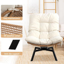 Beige Swivel Accent Chair With Oversized Cushioning