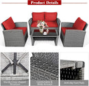 4 Piece All Weather Patio Furniture Set With Cushions And Glass Table