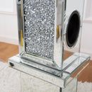 UK Style Crushed Diamond Floating Silver Mirrored Wine Bottle Holder MDF Glass