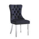 Stylish Black Velvet Dining Chairs with Silver Mirrored Finish Legs - Set of 2, 19.7'L x 24'D x 36.2'H, Chic Dining Room Essential