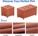 30 Inch Folding Storage Ottoman Bench Bright Orange