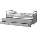 Twin Size Bed with Headboard, Footboard, Trundle and Three Storage Drawers, Twin Size Pine Wood Bed with Headboard, Footboard,Grey
