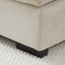 U-shaped Beige Upholstered Sofa with Console and Cupholders for Living Room