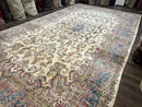 Palace Size Persian Kerman Rug 11x20 ft, Very Fine 340 KPSI, Vintage Oversized Wool Handmade Large Persian Carpet, Beige Light Blue Pink