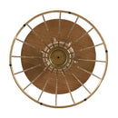 Hollow Edge Retro Art Pine Side Table with Antique Gold and Natural Color, Iron and Pine Construction, 18-Inch Diameter