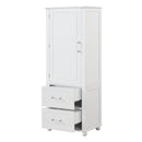 Tall Bathroom Storage Cabinet, Freestanding Storage Cabinet with Two Drawers and Adjustable Shelf, MDF Board with Painted Finish, White (Old Sku:WF312728AAK)