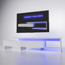 TV Console with Storage Cabinets, Extendable LED TV Stand with Remote Control, Multiple Modes Changing Lights Modern Entertainment Center with Chamfer Edge Shape, White