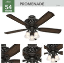 Promenade 54 Inch Indoor Ceiling Fan LED Lights Bronze Finish DC Motor Remote