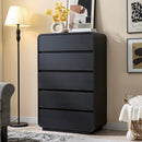 Black Hardwood Dresser With Curved Front Storage Panel
