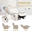 Creamy White Leather Recliner Sofa Set With Storage Console