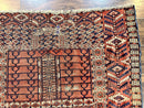 Antique Turkoman Rug 4x4, Hatchli Square Carpet, Wool Handmade Four Season Yamud Design Rug, Red Bohemian Tribal Rug, Engsi Tekkeh Rug