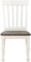 Dining Chair Set of 2 Two Tone Ivory Charcoal Slat Back