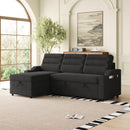 MH83.5' Convertible Sleeper Combo Sofa, Convertible Sofa Bed Polyester Pullout Bed with Storage Recliner and Cup Holder for Living Room, Tight Spaces