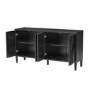U_Style 59.8' 4-Door Sideboard,Hidden Handle,Distinctive Solid Ash Veneer Buffet with Storage, Farmhouse Sideboard TV Stand for Living Room, Hallway, Dining, Wood Office Credenza(Black)