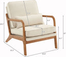 Beige Linen Fabric Mid Century Upholstered Accent Chair