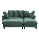 Upholstered Sectional Sofa with Movable Ottoman and Storage in Green Chenille, 83 Inch
