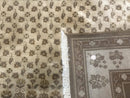 Indo Persian Rug, Allover Pattern, Beige, Wool Handmade Carpet