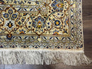 Rare Silk Persian Kashan Rug 4.6 x 7, Antique Fine 310 KPSI, Ivory