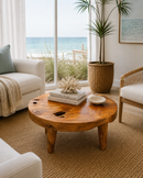 Organic Round Teak Coffee Table 31"