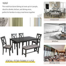 Elegant Grey Rectangular Dining Table Set For Six People