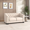 Modern Velvet Upholstered Loveseat Sofa with Thick Removable Seat Cushion, Beige, 64.3 Inches